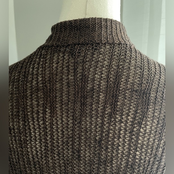 Eileen Fisher Brown Open Front Lightweight Cardigan Silk & Linen Blend Medium - Picture 7 of 10